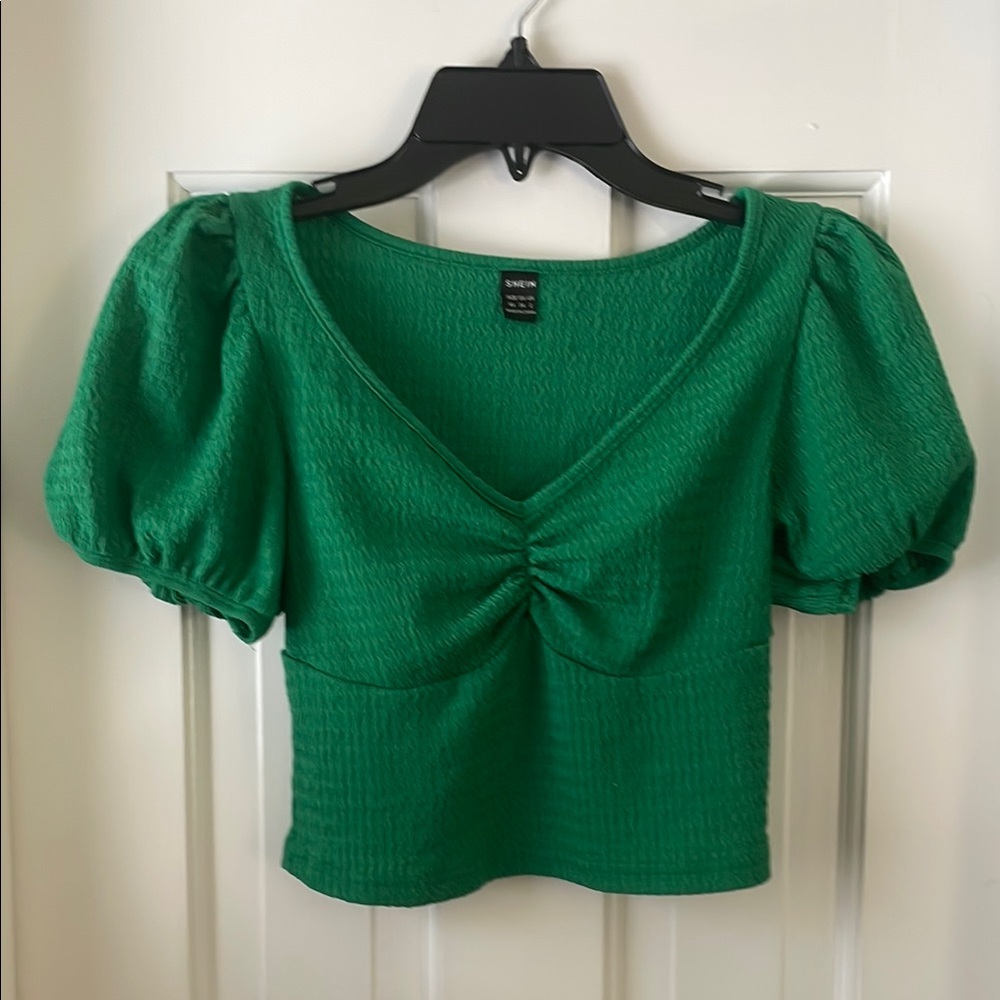 Green Puff Sleeve Top